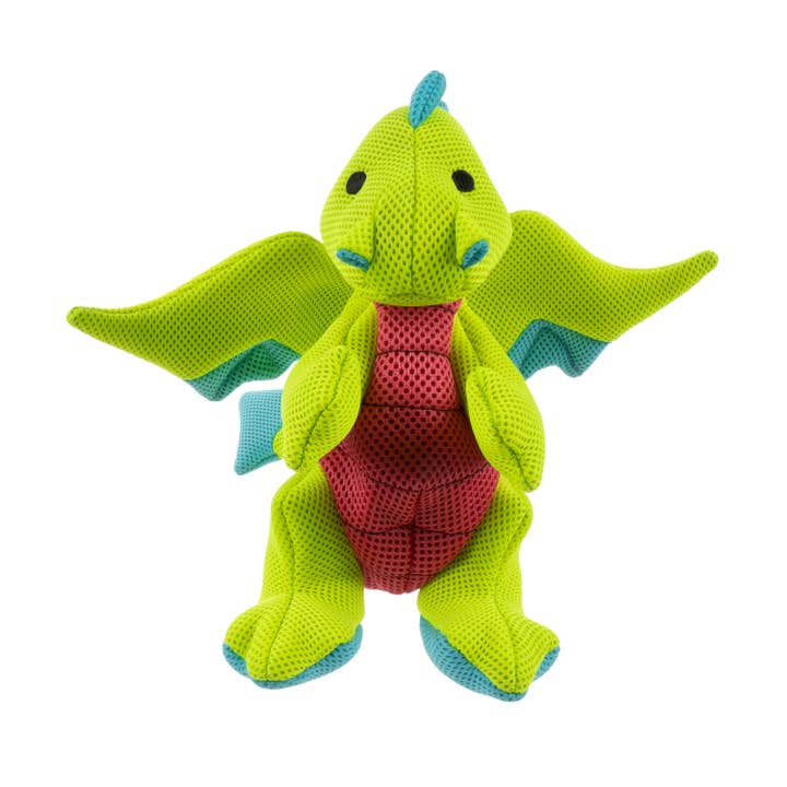 goDog Dragons w/Double Chew Guard Plush Dog Toy Green Large for wholesale by Pet Palette Distribution