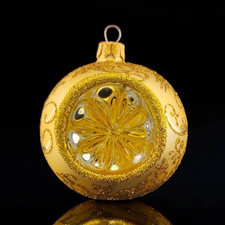 Glass by Iness - Wholesale Ornament - Gold Blown Glass Ornament - Gold Refractor0