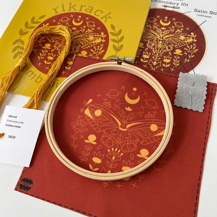 Rikrack - Wholesale Embroidery/Cross Stitch Supplies - Golden Moth Embroidery Kit3