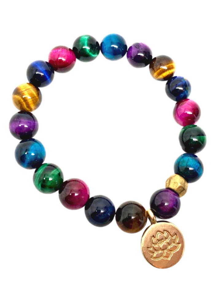 Bracelet œil de tigre en forme de paon pour la vente par Stephanie Leigh Jewelry