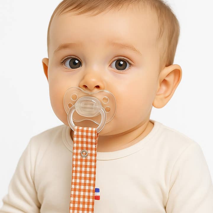 PAPATE - Wholesale Pacifier Clip - Baby - Organic Cotton Pacifier Clip - Vichy3