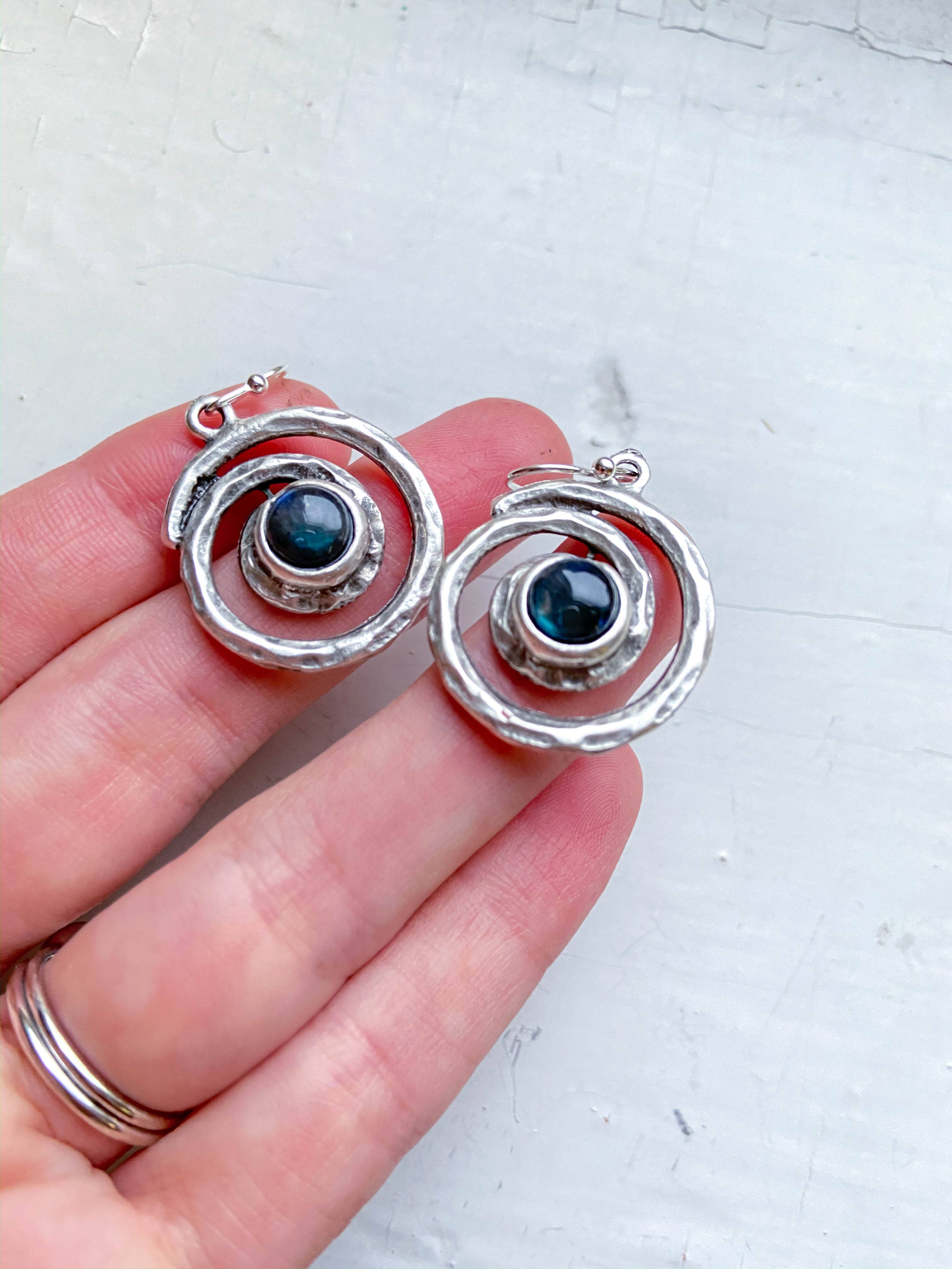 Yugen Handmade - Wholesale Dangle Earrings - Milky Way Spiral Dangle Earrings with Labradorite3