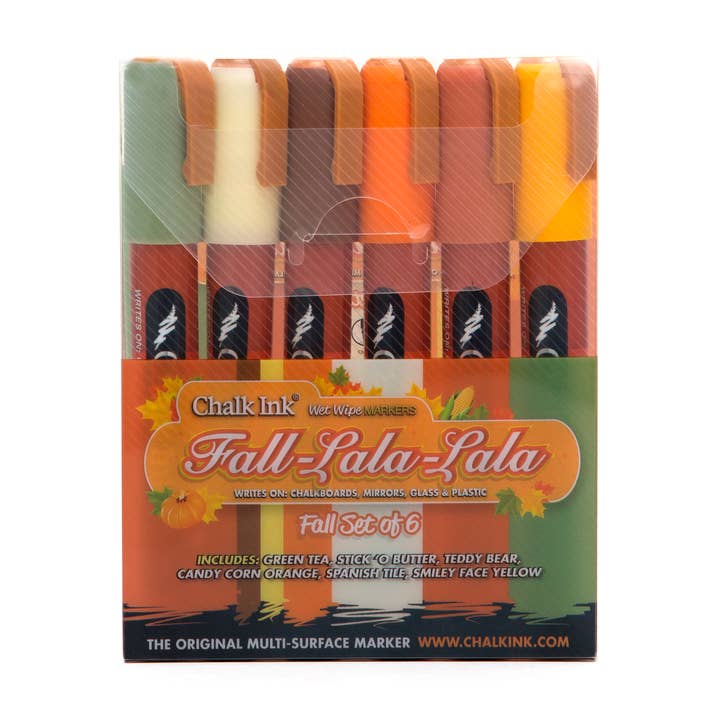 Fall-Lala-Lala set of 6 Wet Wipe 6mm Markers for wholesale by Chalk Ink Markers
