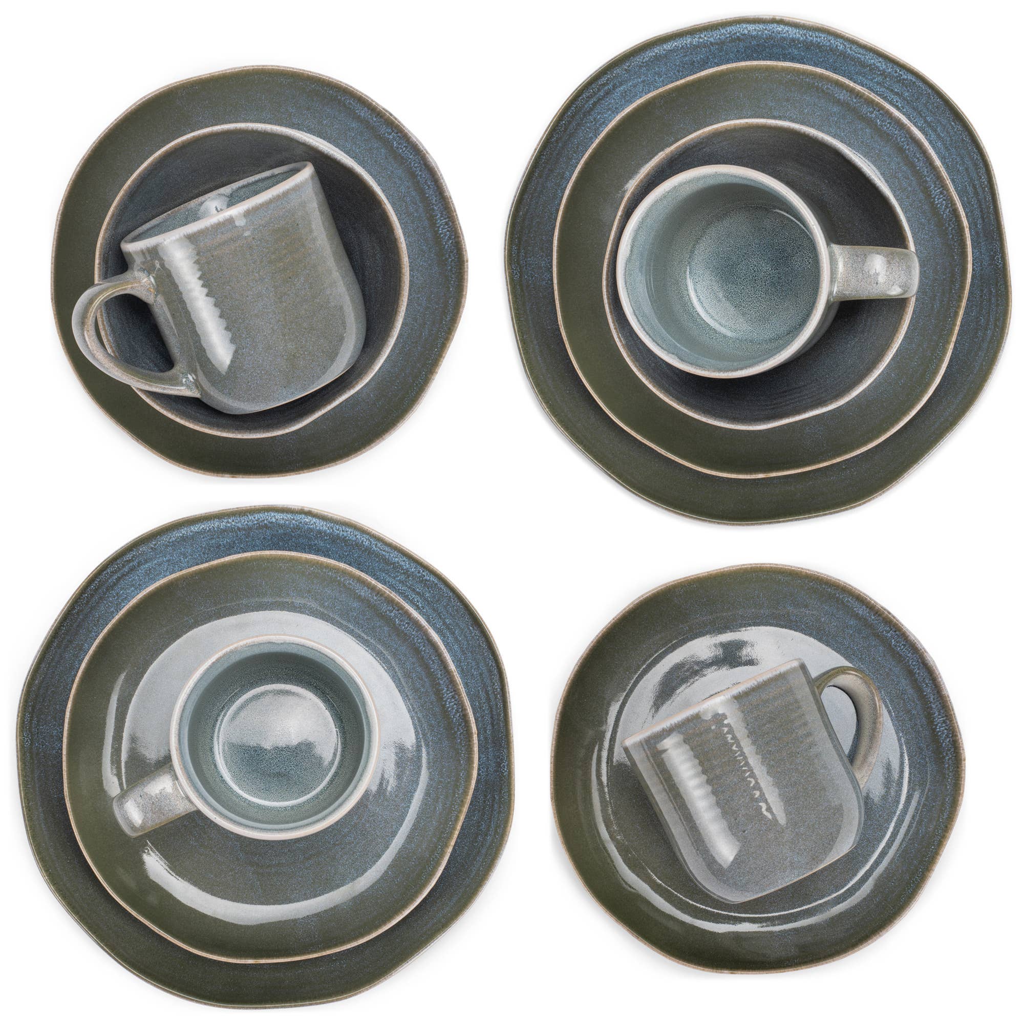 EAST AVENUE - Wholesale Dinnerware Set - 16 Pc. Dinner Set ReactiveGlaze Blue3