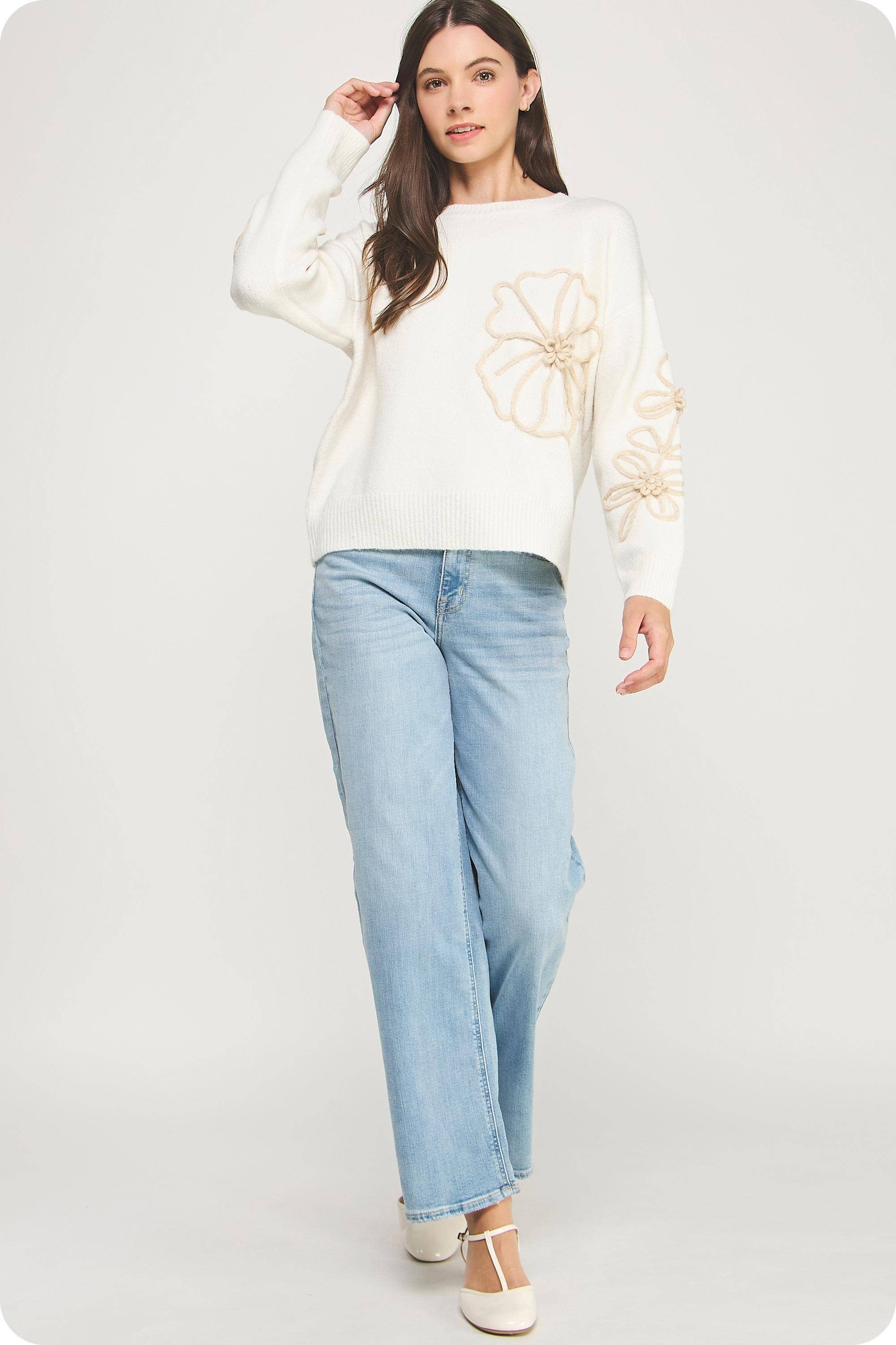 Strut & Bolt - Vendita all'ingrosso Maglia larga - Donna - Maglione in maglia con ricamo floreale14