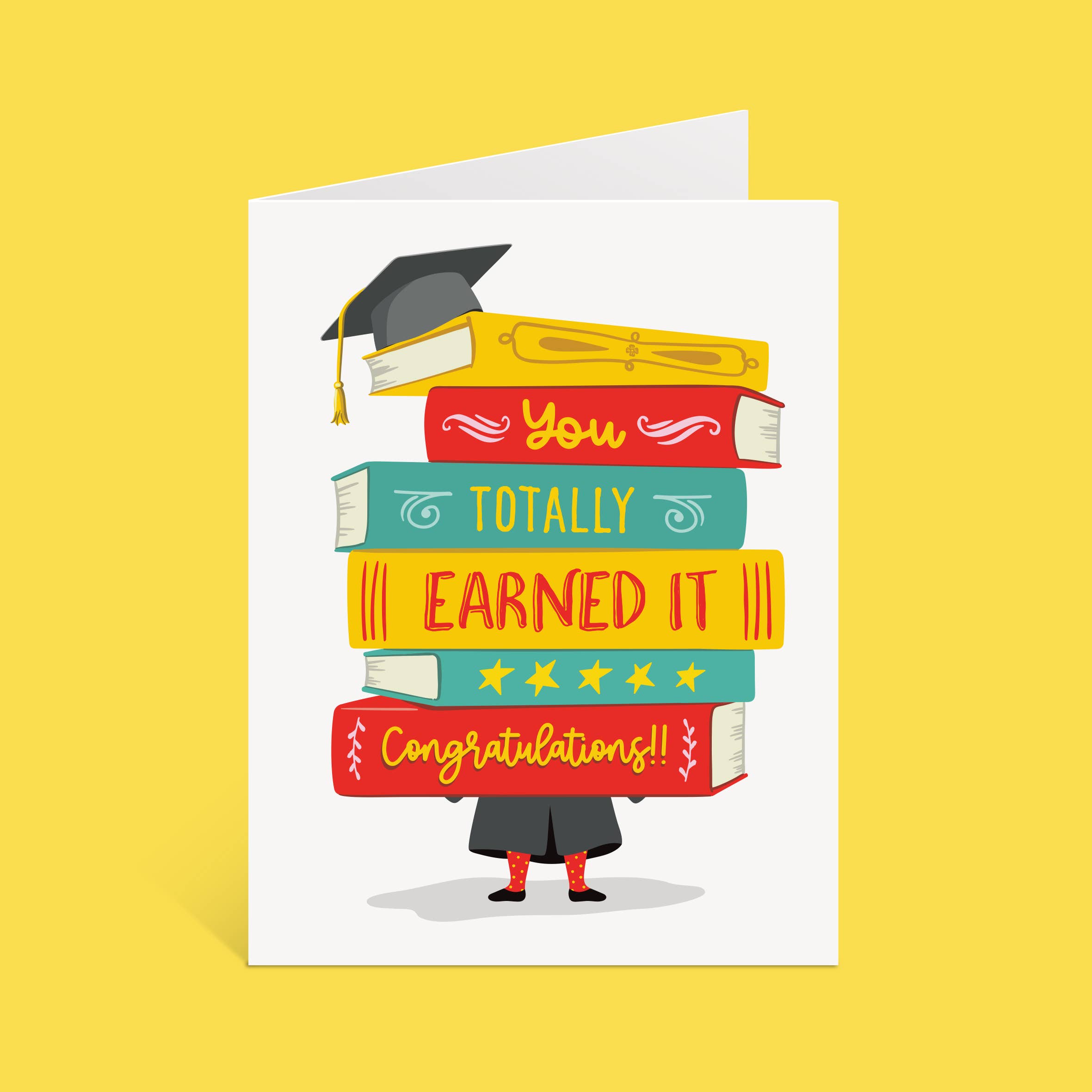 Lucy Loves Paper – wholesale Graduation card – You Totally Earned It | Book Pile Graduation Card2