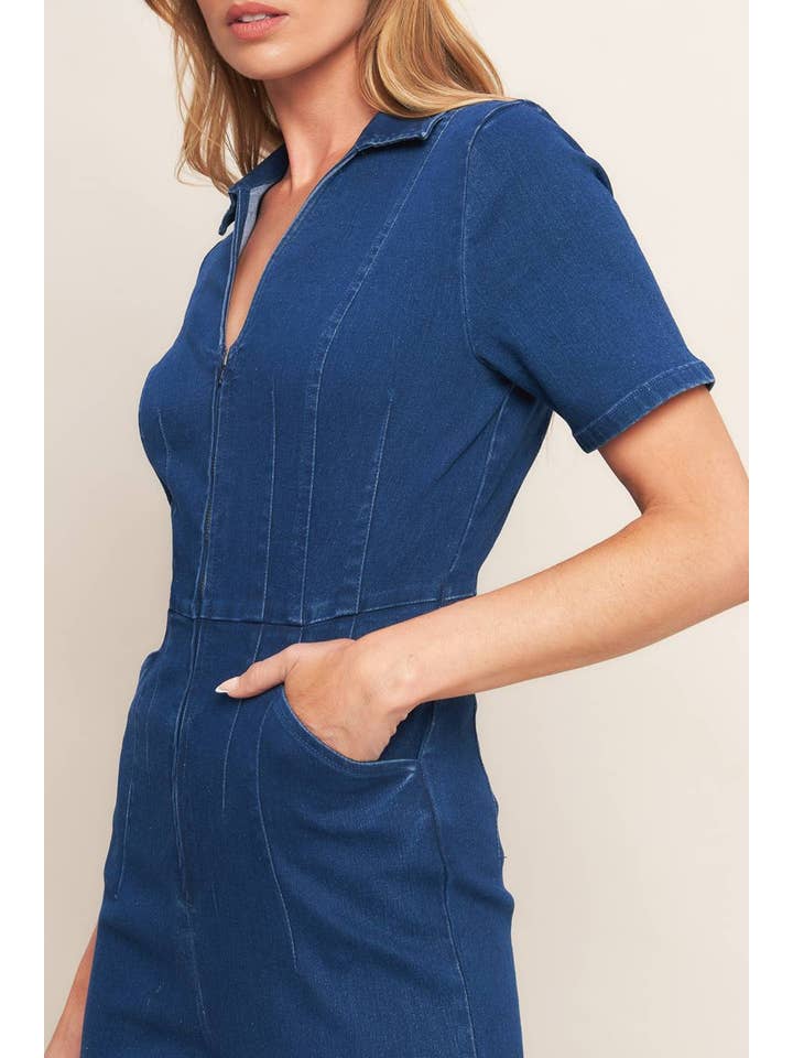 MEDIUM INDIGO A washed denim jumpsuit - IP9016 for wholesale on Faire6