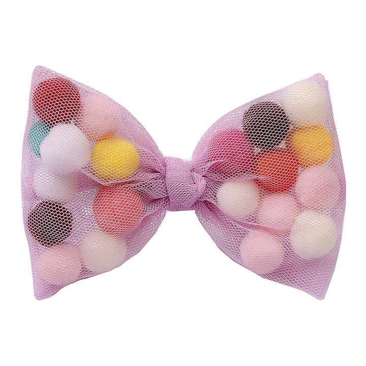 Pom Pom Bow Clip for wholesale by Sparkle Sisters by Couture Clips