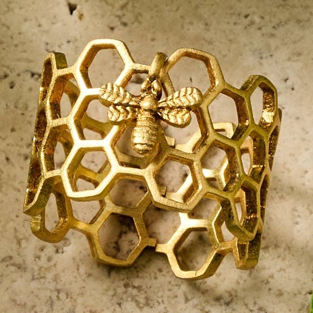 Bee Charmed Honeycomb Ring for wholesale by Ten Thousand Villages