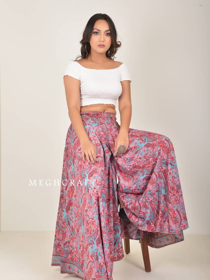 Silk Wide leg Trouser | Bohemian trouser pant for wholesale by Meghcraft