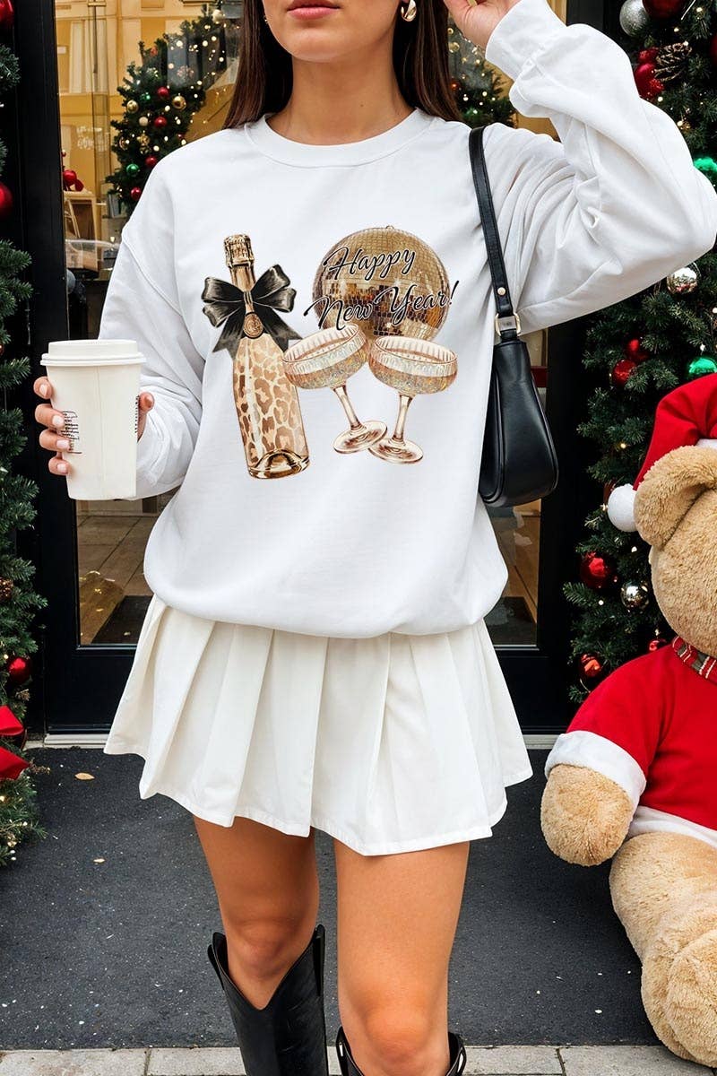 Pink Irene Wholesale - Wholesale Shirt - Women's - Cheers Champagne Graphic Sweatshirt11