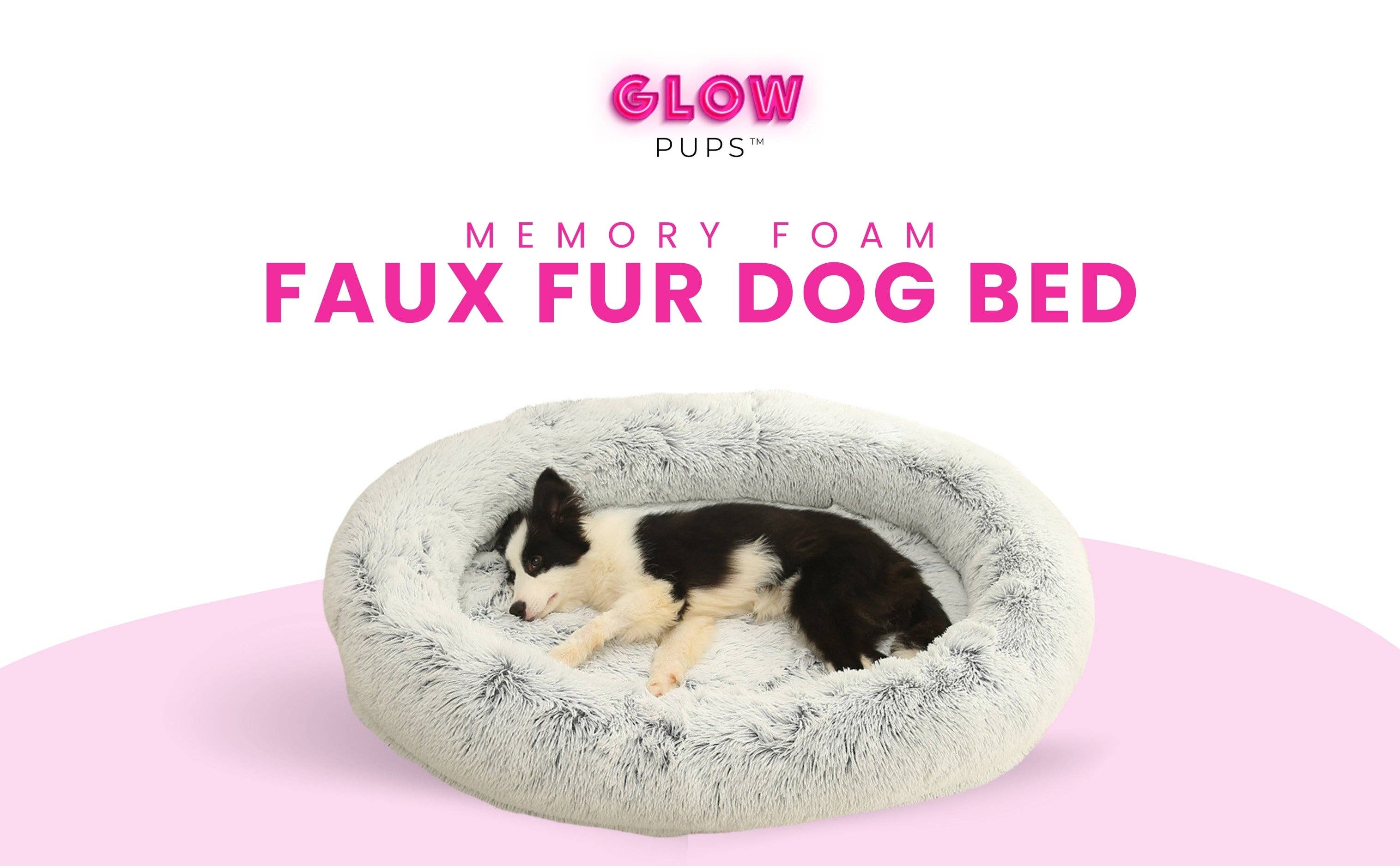 Glow Pups – wholesale Pet bed – Dog – Calming Faux Fur Dog Bed with Memory Foam Bolster14