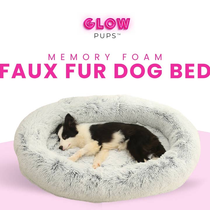Glow Pups – wholesale Pet bed – Dog – Calming Faux Fur Dog Bed with Memory Foam Bolster14