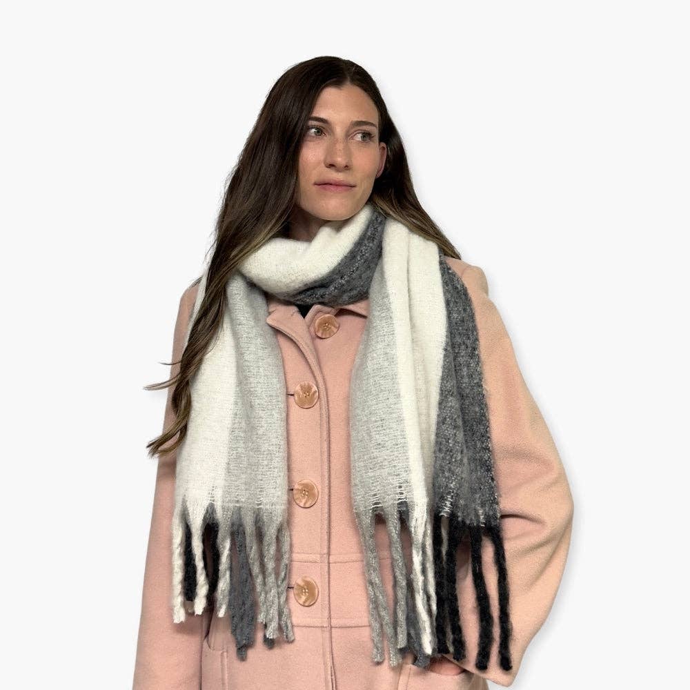 Humble Hilo - Wholesale Scarf - Women's - Humble Hilo Woven Chunky Scarf Cocoon Fringe9