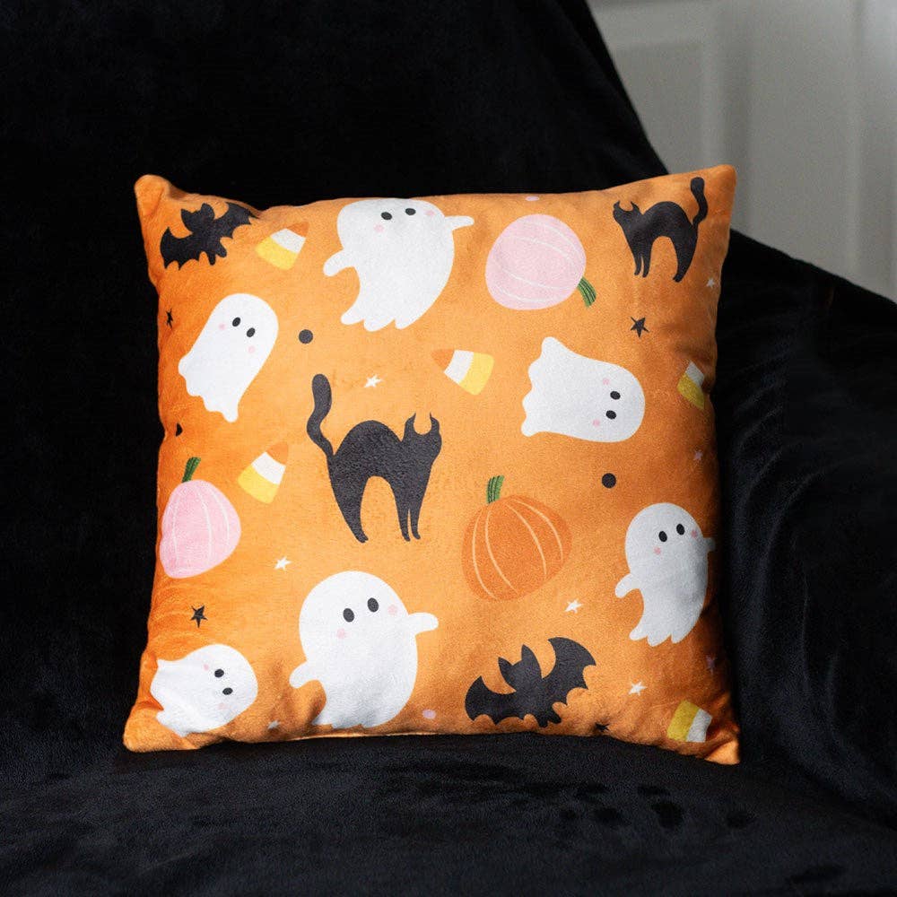 Something Different Wholesale - Wholesale Throw/Decorative Pillow - Square Sweet and Spooky Halloween Ghost Print Cushion