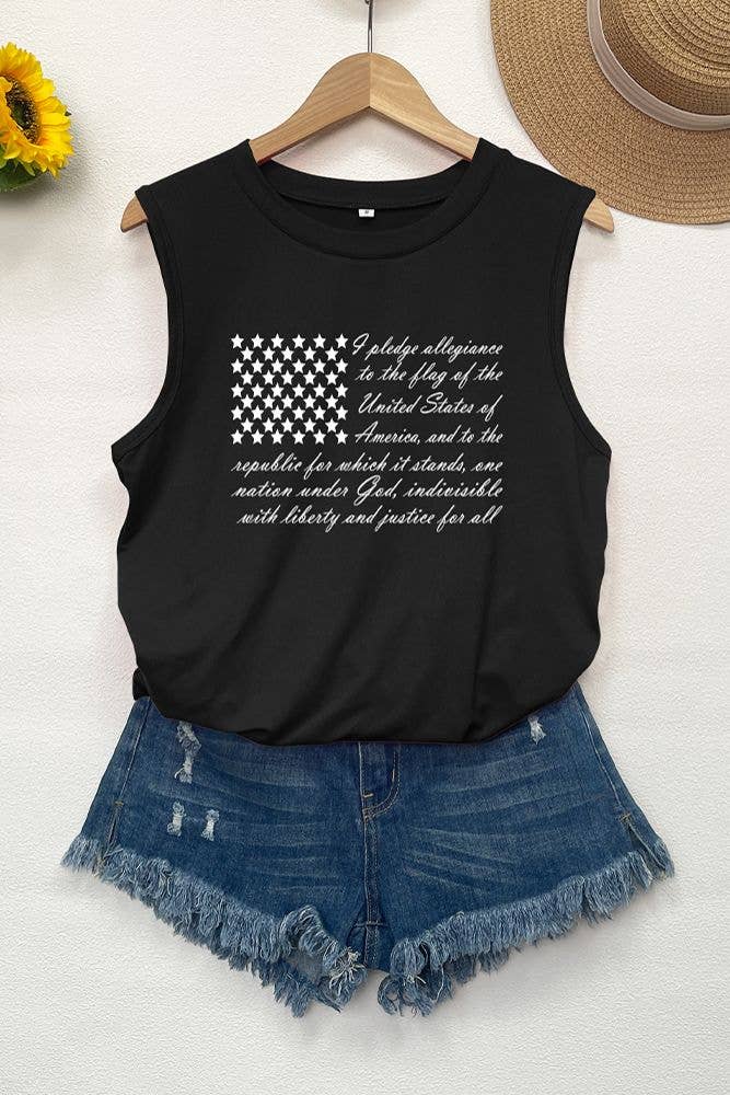 UNISHE - Wholesale Tanktop - Dames - Tanktop met print van de lente en zomer met Amerikaanse vlag STC125D301