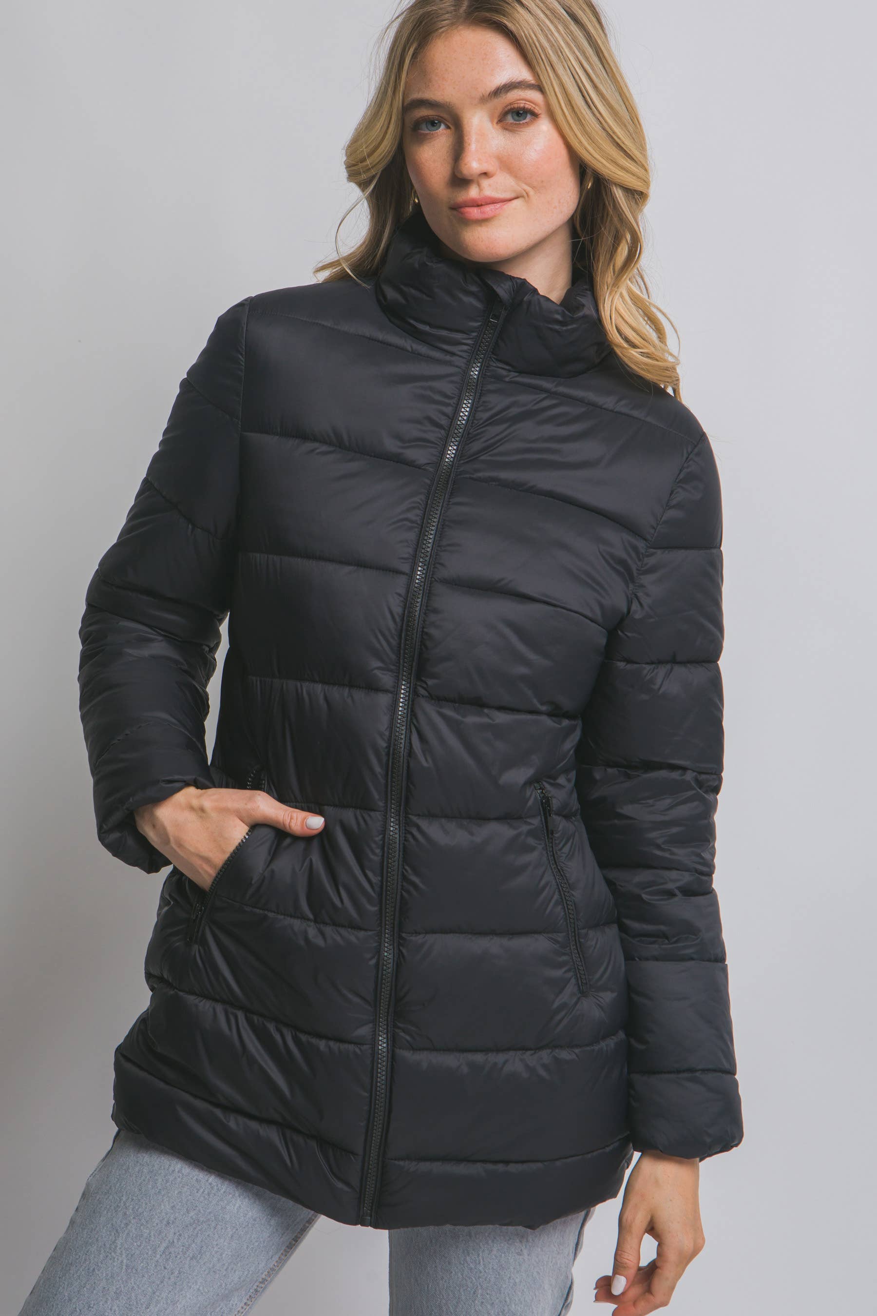 42POPS - Vente Veste – femme - ..0815 Longue Doudoune Matelassée avec Poches Zippées SI-282311