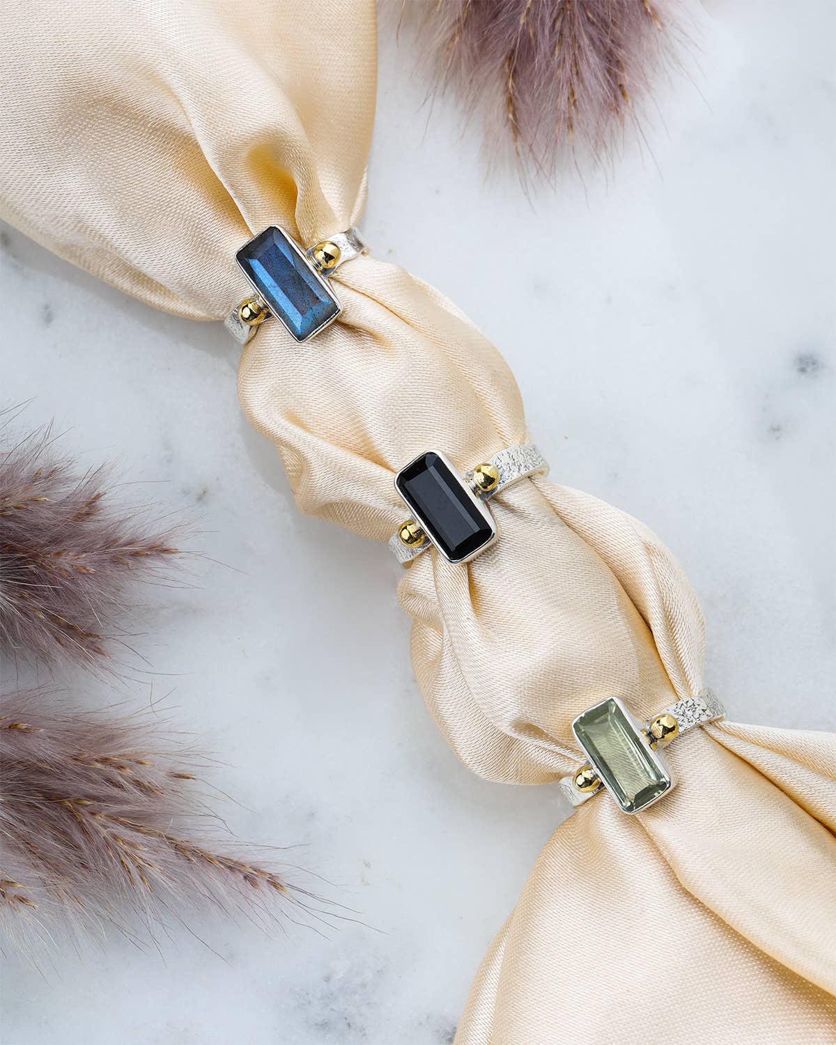 Tiramisu – Anel de cocktail/declaração por atacado – Anel em Prata de Lei Onyx Preto com Latão4