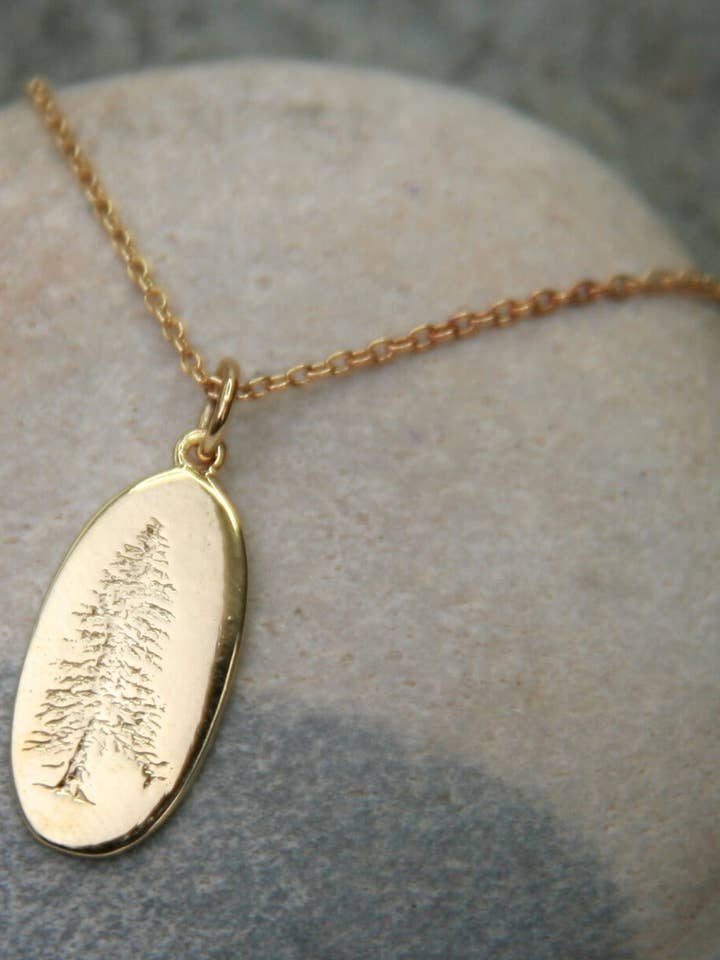 Collier Arbre de Cèdre en Vermeil Or pour la vente par Heart and Lotus Sterling Silver Jewelry