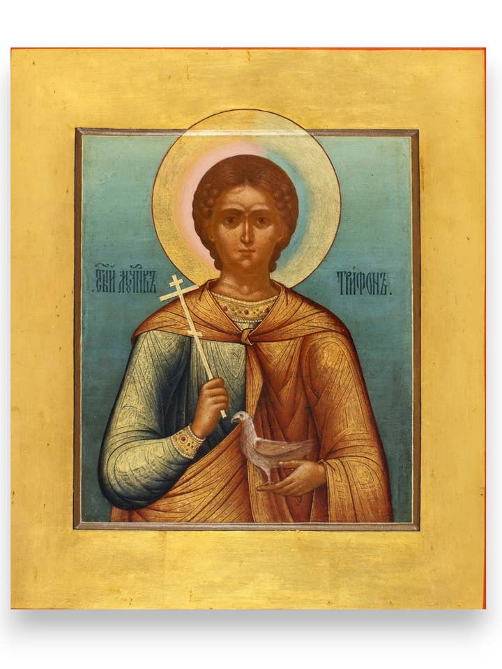 Ikon af Sankt Tryphon – Hellig Martyr og Hjælper for Bønder, Beskytter af Afgrøder og Dyr for engroshandel hos Iconsofsaints