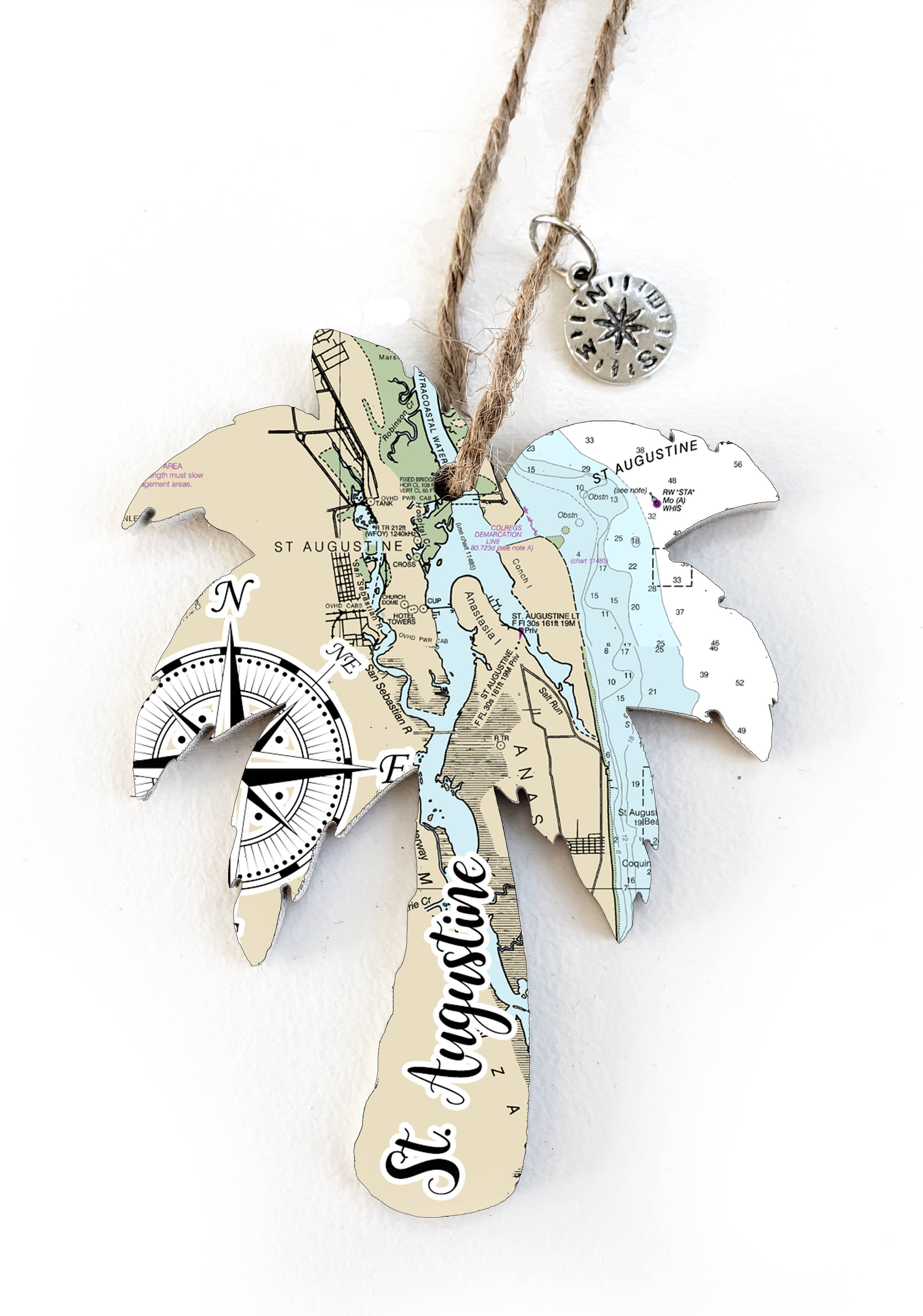 Map Mom - Wholesale Ornament - Wood Ornament - Palm Tree Shape- Custom Map Location1