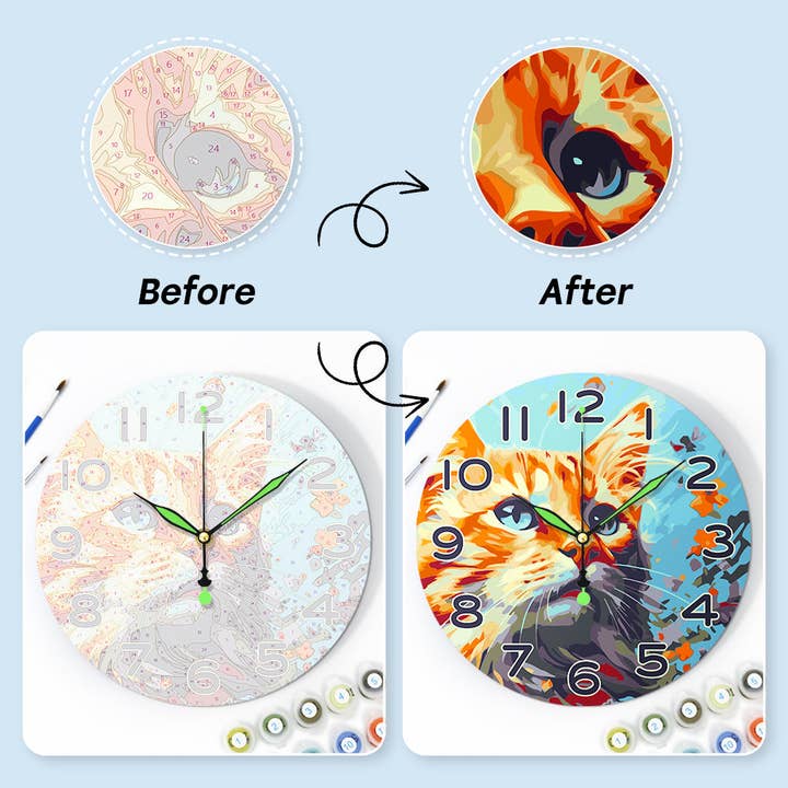 Paint Your Numbers - Wholesale DIY Craft Kit - Paint the Moment – Curious Cat Clock Kit25
