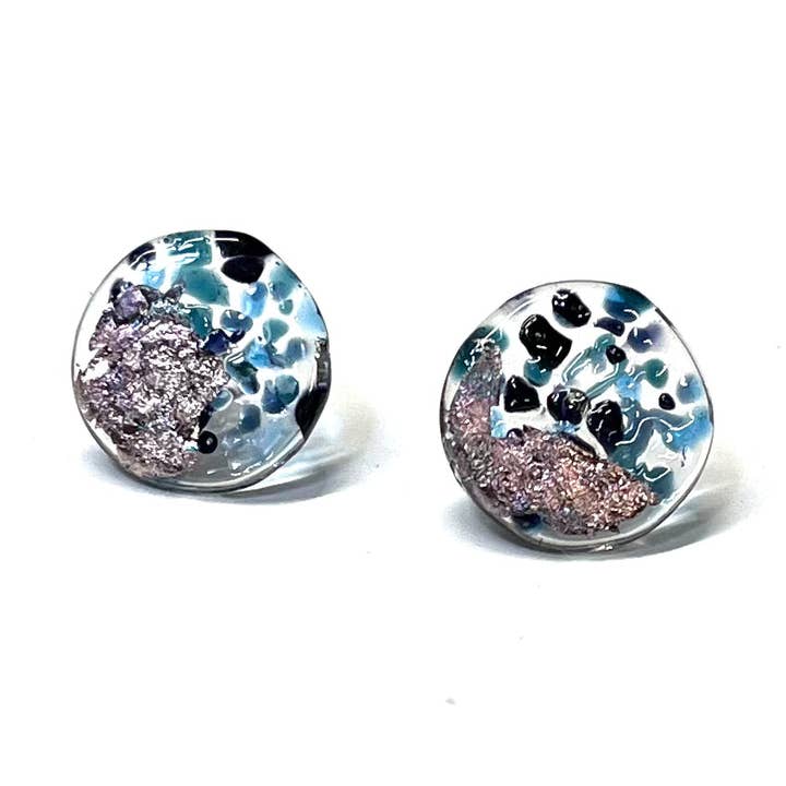 Helen Chalmers – wholesale Stud/post earrings – Glass and Palladium Dark and Stormy Midi Studs0