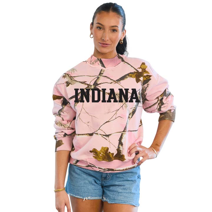 Sweat-shirt à col montant camouflage Indiana Hoosiers pour la vente par Lojo Collegiate Apparel