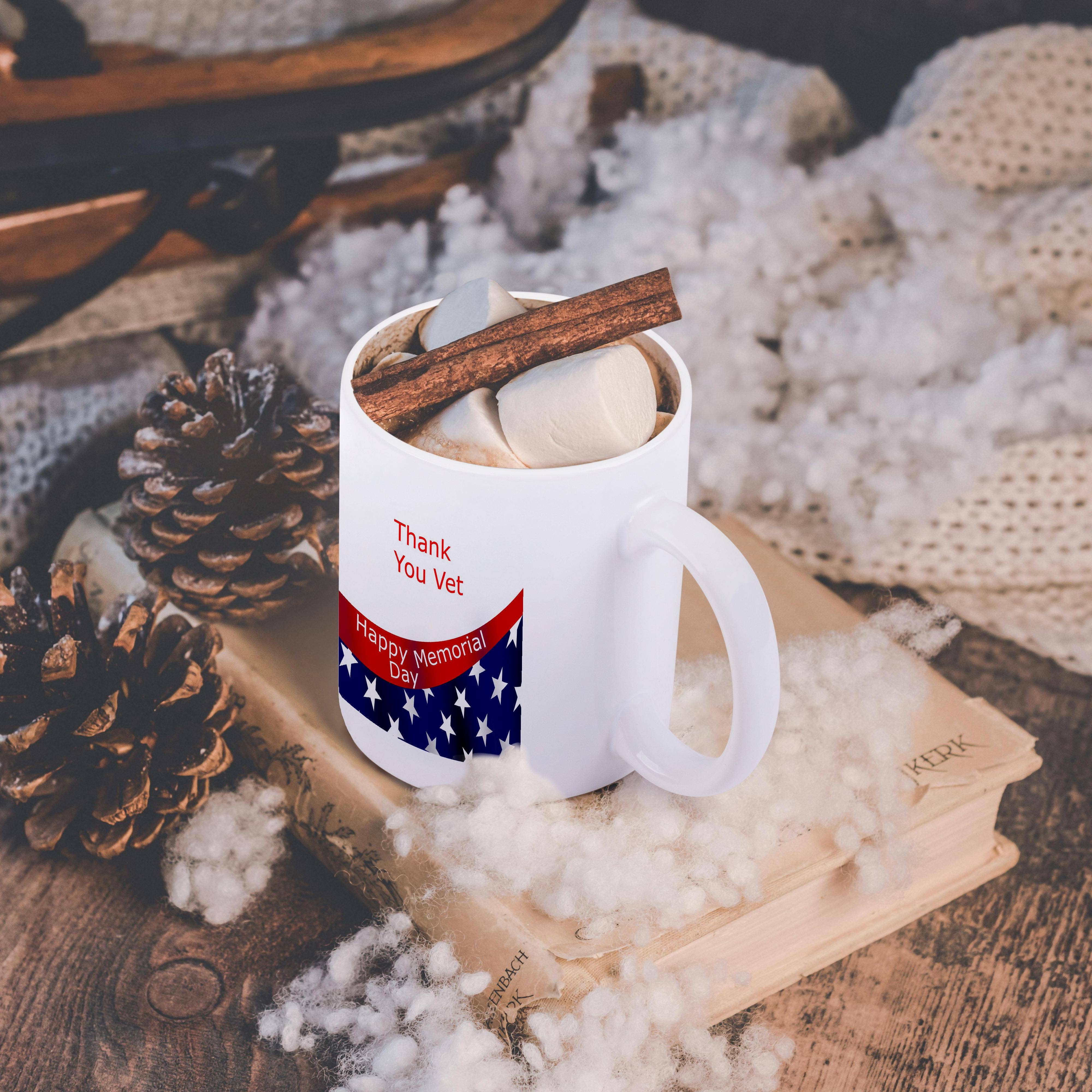 3dRose - Wholesale Coffee Mug - 3dRose, Image of Thank You Vet Words With Partial Flag And Memorial Day, Mug11