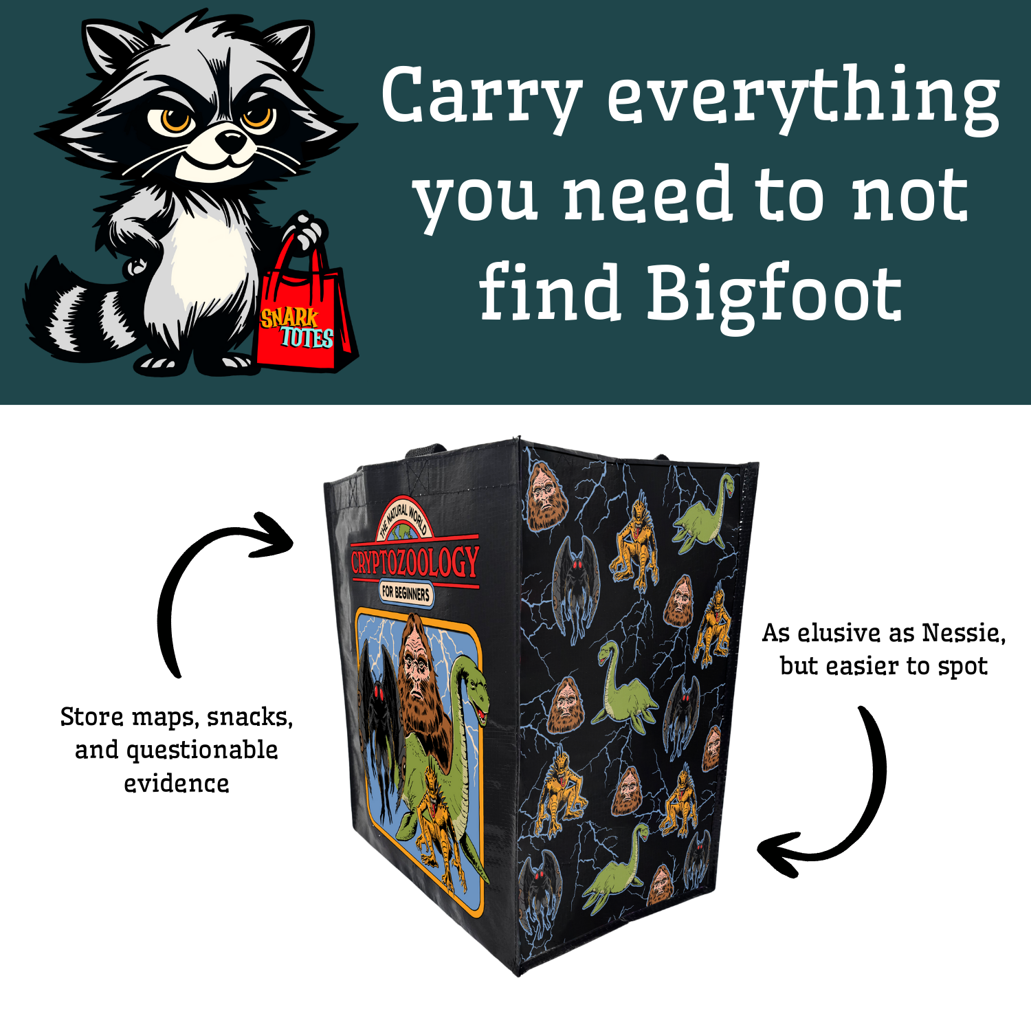 Snark Totes - Wholesale Grocery/Shopping Bag - Cryptozoology for Beginners Grocery Tote3