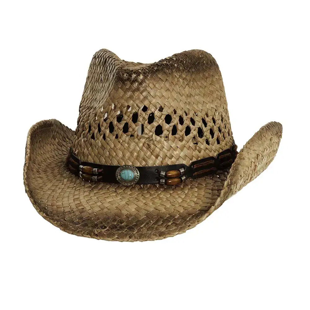 American Hat Makers - Venta al por mayor Sombrero cowboy - Unisex - Sombrero vaquero de paja estilo Nashville (paquete de 6)1
