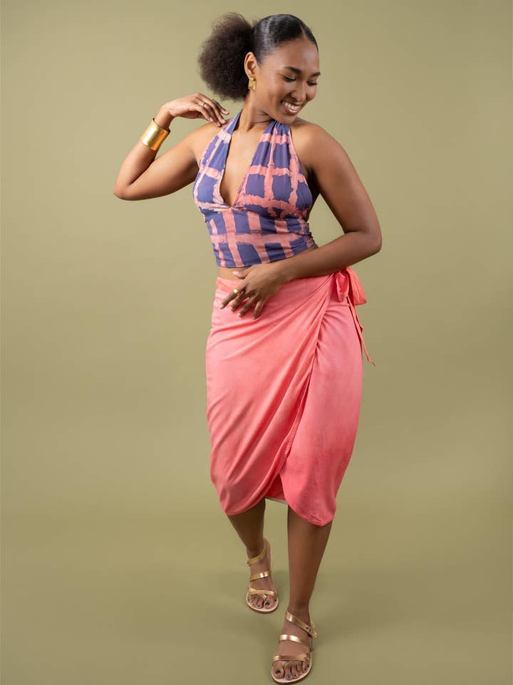 Wrap Skirt - Coral Pink for wholesale by GEOMETRIC