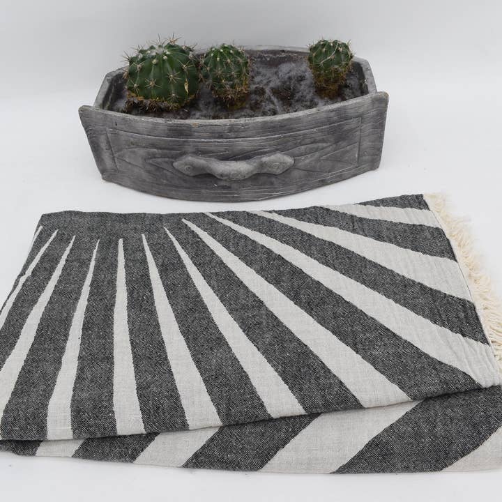 Organic Turkish Towels - Wholesale Picnic Blanket - Black Turkish Towel, Elegant Picnic Blanket3