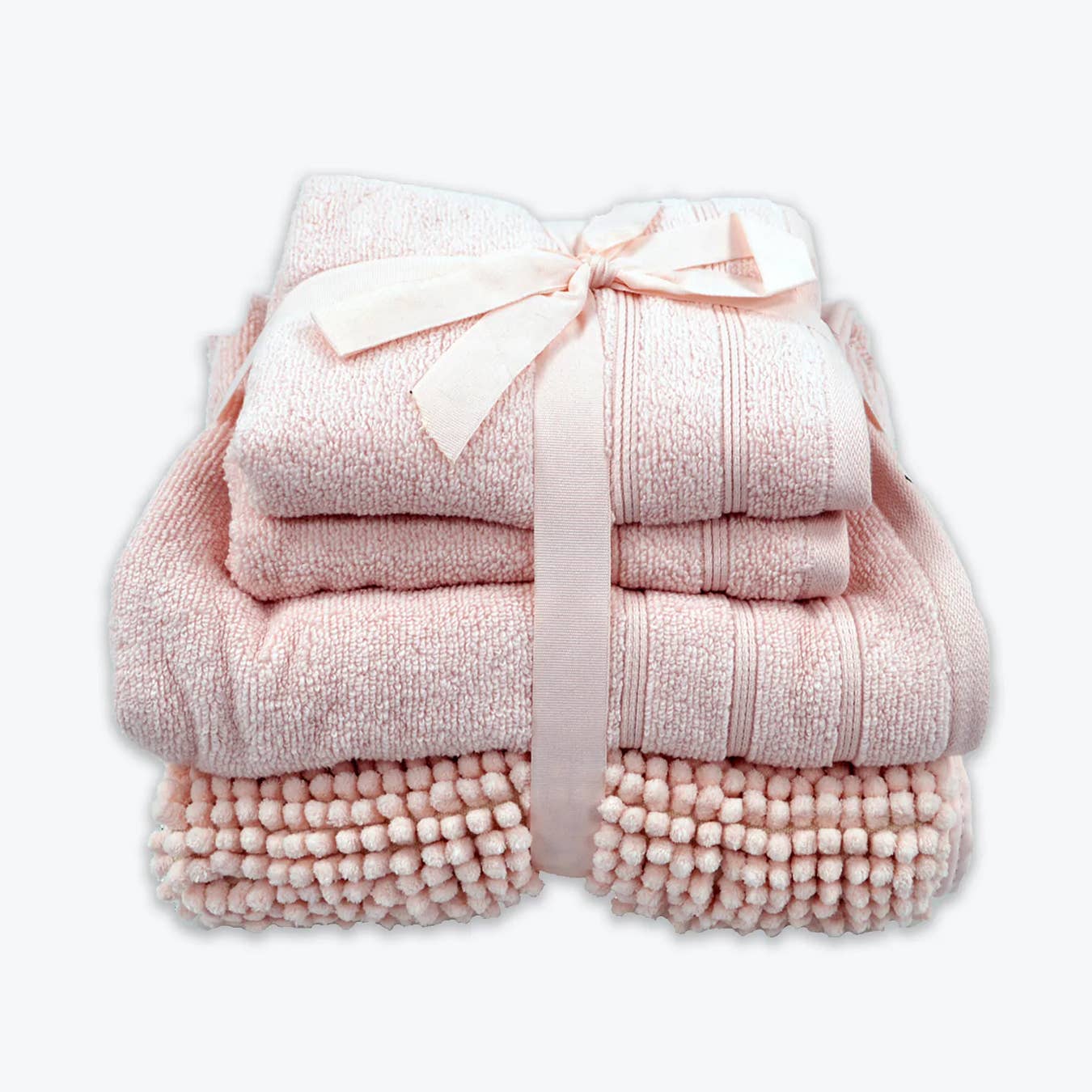 Allure Bath Fashions - Wholesale Towel Set - Ribbon Tied Towel & Bath Mat Bundle - Four Pack7