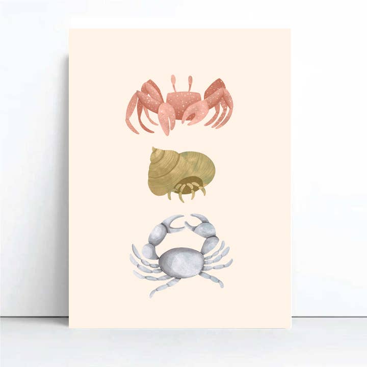 Cassie Zaccardo Art - Wholesale Art print - 'Coastal Crustaceans' | Under the Sea Crabs Wall Art Print3
