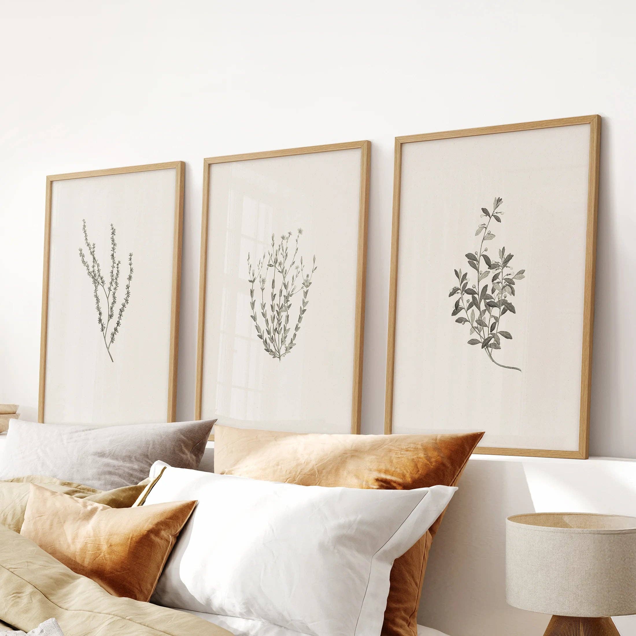 PrintSets.com - Wholesale Gallery Wall Set - Vintage Botanical 3 Piece Wall Decor. Rustic Dried Flower Prints0