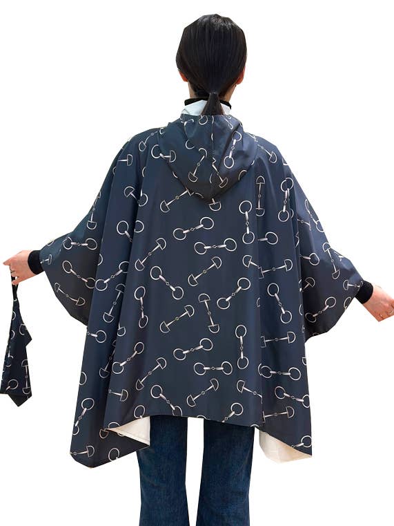 Black / White Horse Bit Reversible Rain Cape for wholesale by Winding River