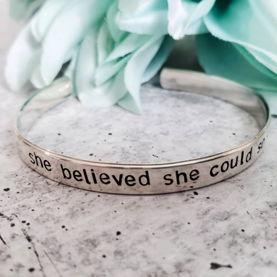 Salt and Sparkle - Wholesale Cuff Bracelet - SHE BELIEVED SHE COULD SO SHE DID Adjustable Cuff Bracelet7