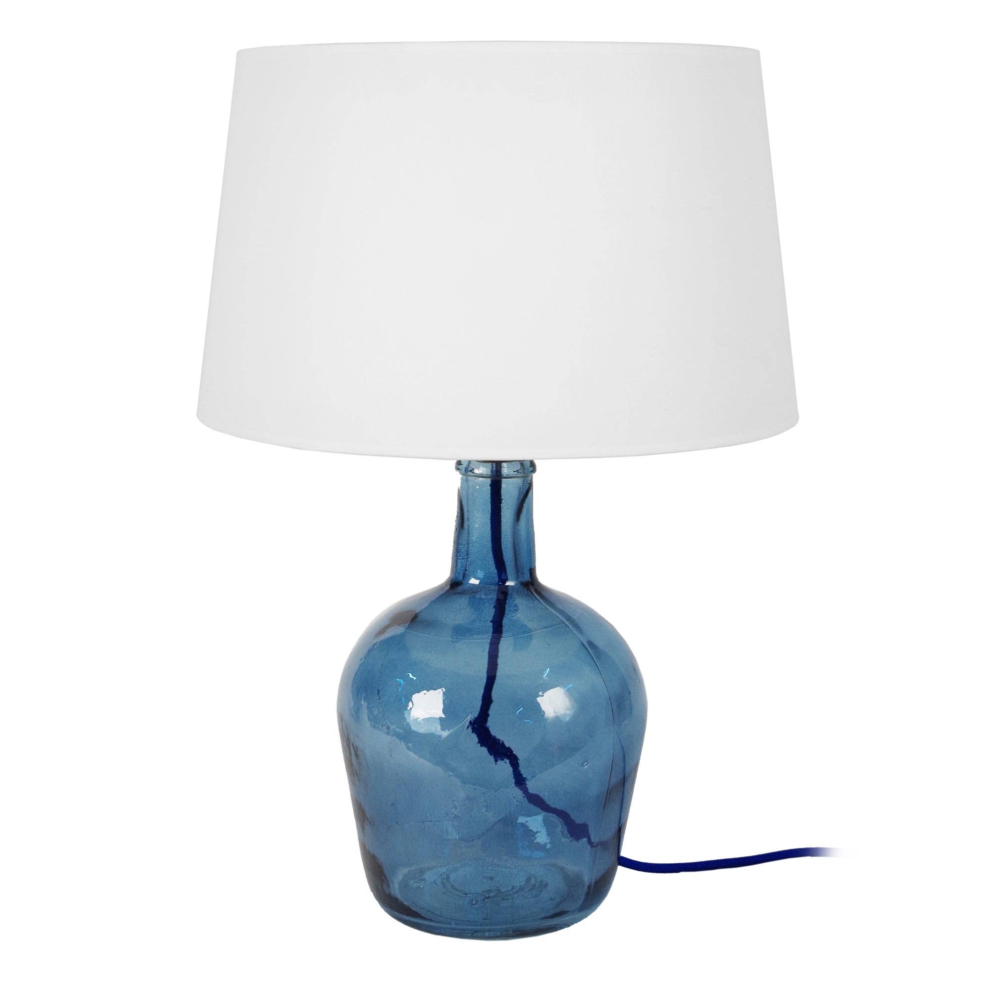 Tosel Shop – wholesale Accent/desk lamp – BORDEAUX - Blue And White Glass Bottle Table Lamp0