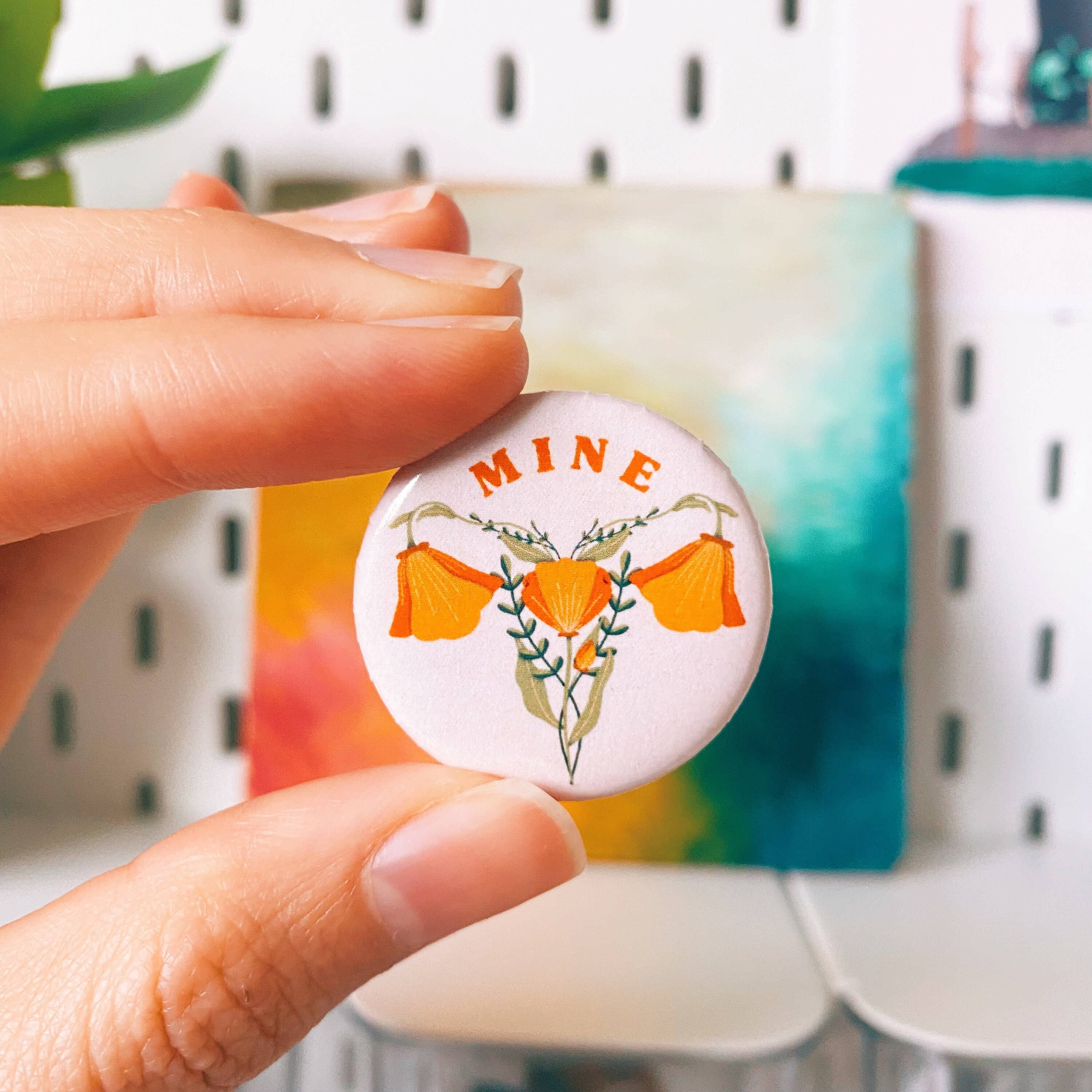 Hay Design Co. - Wholesale Lapel Pin/Button - Floral Uterus Pin | Flower Feminist Button0