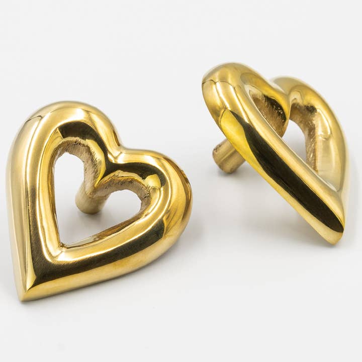 Pomolo a forma di cuore per cassetto - Finitura ottone per la vendita all'ingrosso da parte di Brass bee