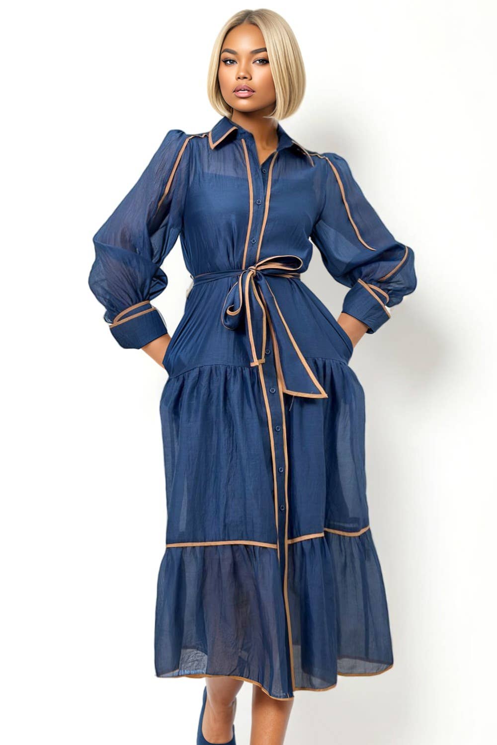 N by Nancy - Wholesale Dress - Women's - A93149 TIERED MAXI DRESS (BLK, BLUE)1