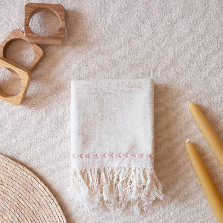 kd weave - Wholesale Dinner & Cloth Napkin - Blush Braid Detail NapkinBlack Braid Detail Napkin | Hand Woven Cotton | Set of 2