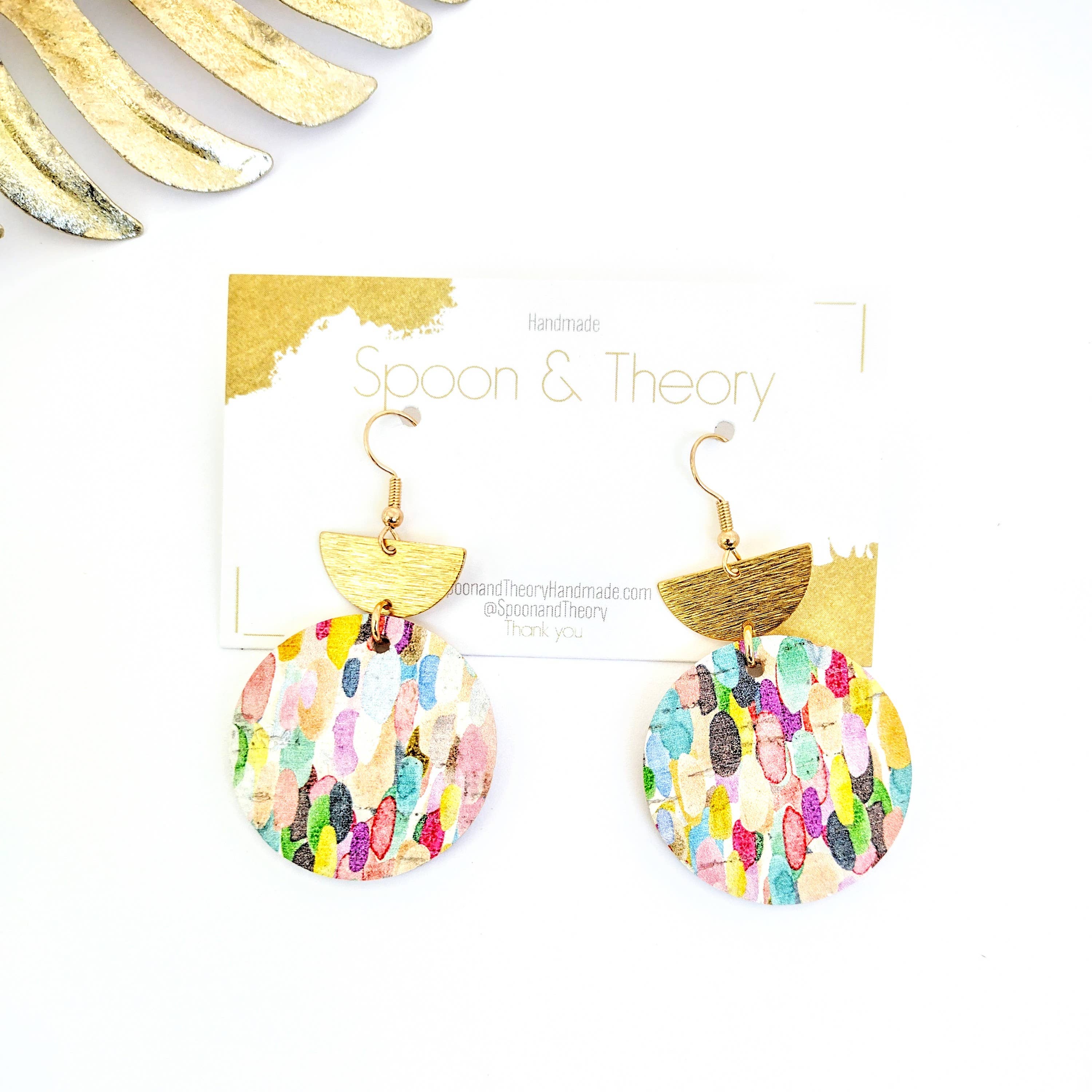 Spoon & Theory Handmade - Vente Boucles d'oreilles pendantes - Boucles d'oreilles tendance Spring Bella en liège et cuir Fusion1