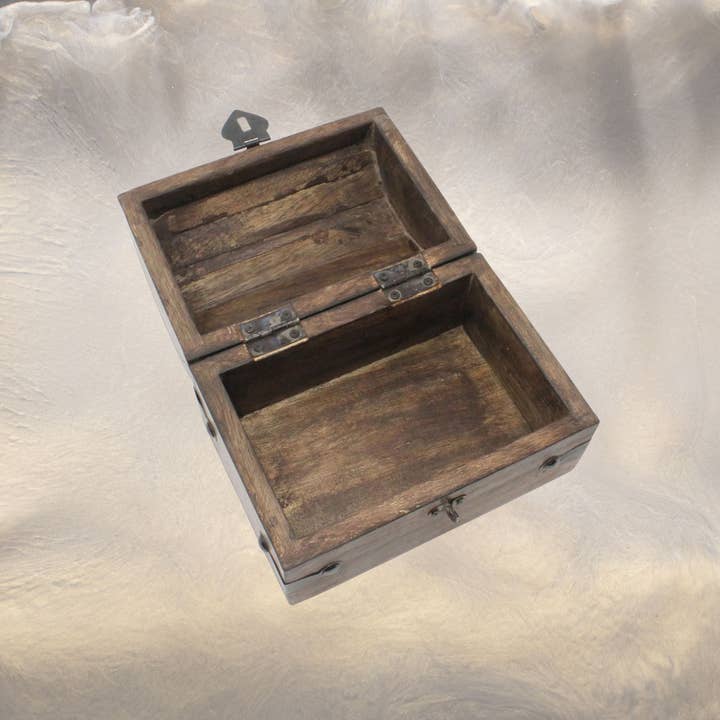 Magnifique Hearts - Wholesale Decorative box - Rustic Wooden Treasure Chest Box – 6.5" Pirate Storage4