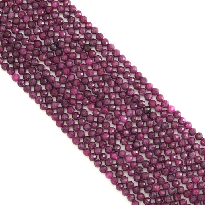 BestBeads&Beyond - Wholesale Beads - Genuine Ruby Fine Cut Round Beads, Sku#U18852