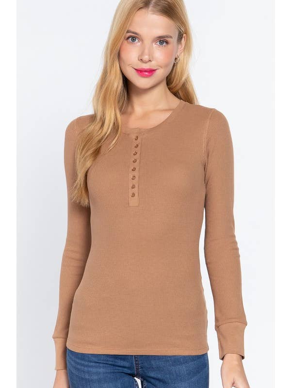 Vanilla Monkey - Wholesale Knit Top - Women's - Long Sleeve Henley Thermal Knit Top6