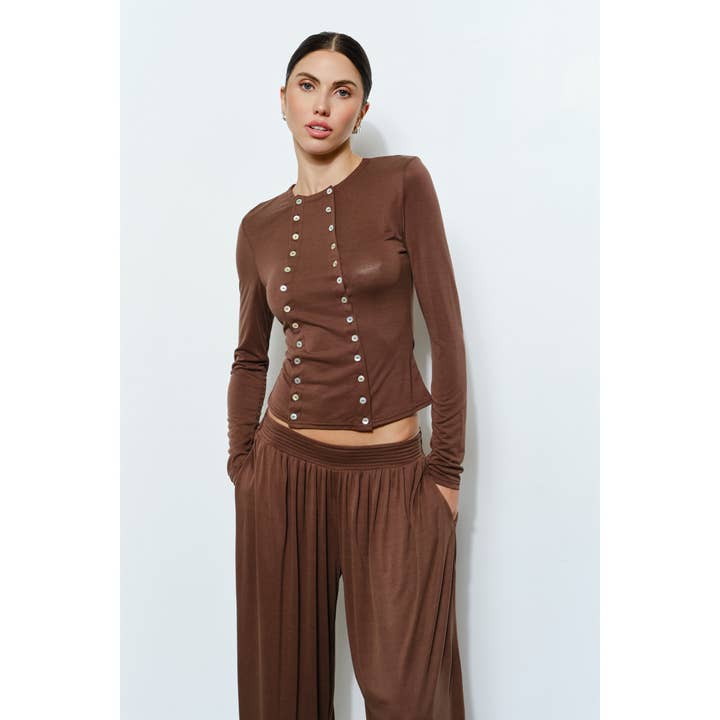 Haut à double boutonnage Cassia pour la vente par Loucia