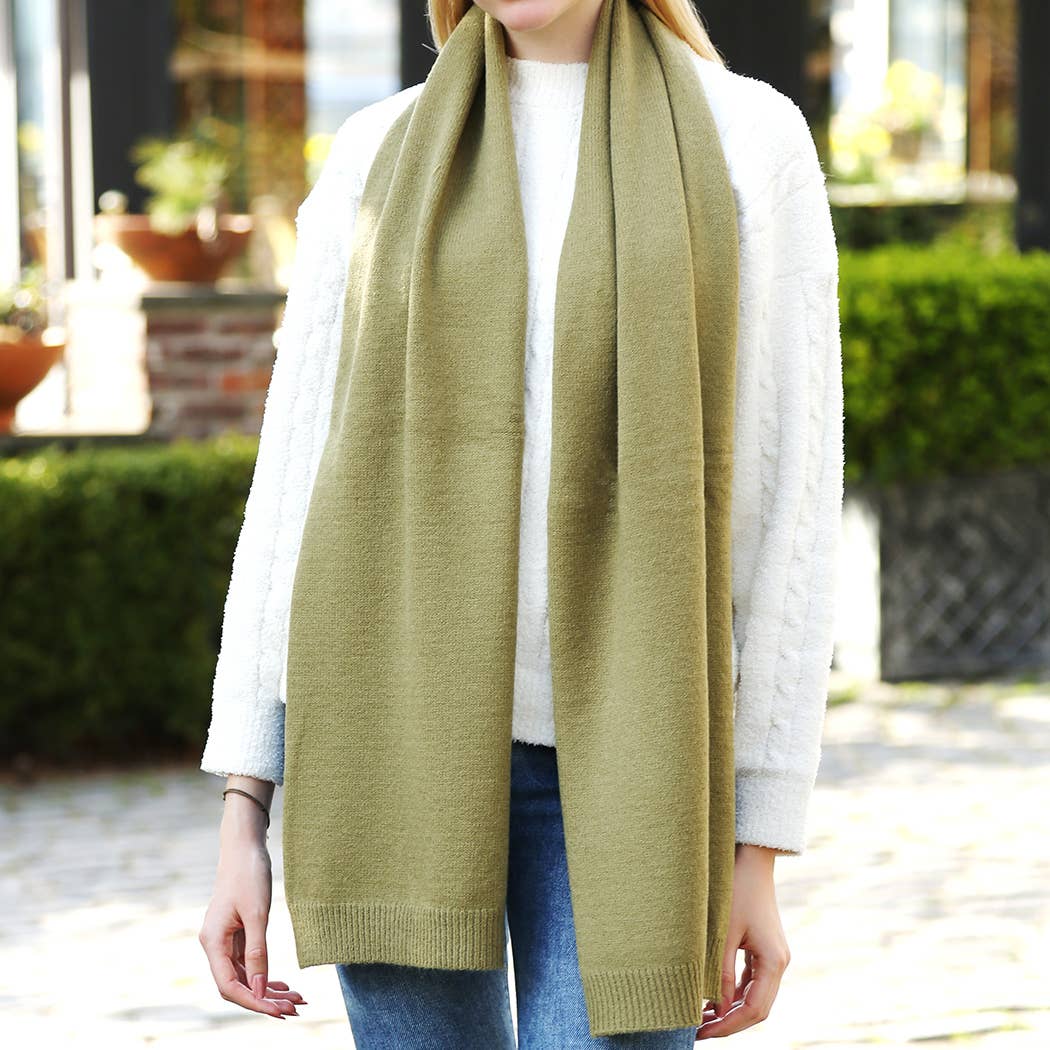 Fashion City - Wholesale Scarf - Women's - Solid Color Soft Ribbed Oblong Scarf13