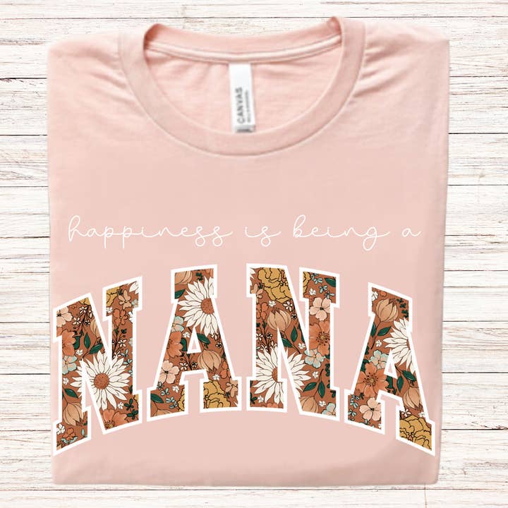 Grey&Co - Wholesale Screen Printed T-Shirt - Women's - Happiness is being a Custom Mama, Gigi, Aunt and Nana Tee1